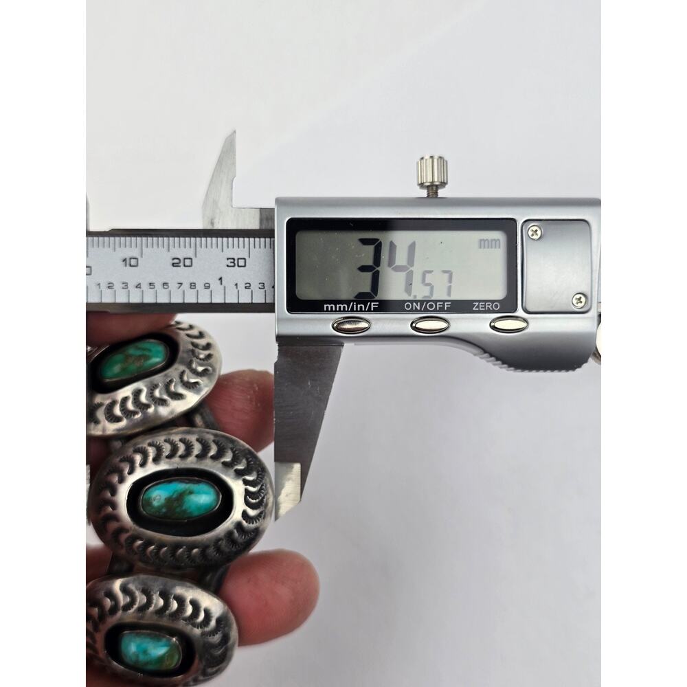 Large Navajo Shadowbox Turquoise sterling silver Cuff bracelet curved crescent - Picture 13 of 13